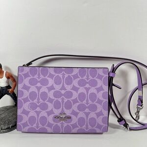 NWT Coach Slim Crossbody Bag In Signature Canvas Purple Iris Silver CBM46